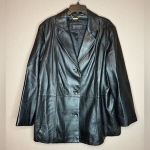 Wilsons Leather Vintage 90s Women's Black Button Front Classic Jacket XXL/1X